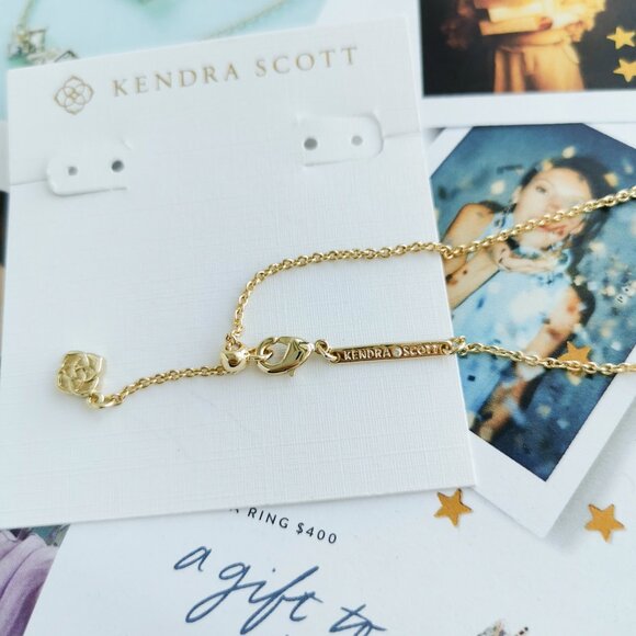 New Kendra Scott Elisa Enamel Framed Sunset Necklace Gold - Picture 3 of 3